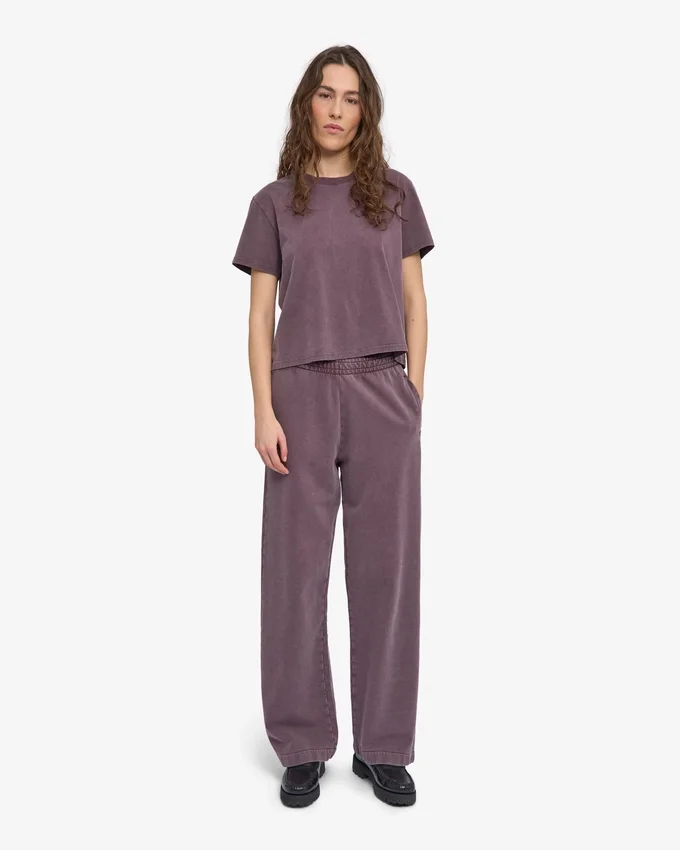 Boxy Crop-T-Shirt aus Bio-Baumwolle – Faded Grape