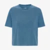 Boxy Crop-T-Shirt aus Bio-Baumwolle – Faded Indigo