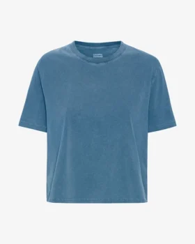 Boxy Crop-T-Shirt aus Bio-Baumwolle – Faded Indigo
