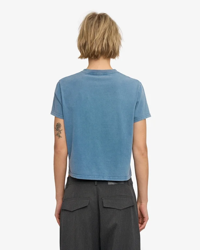 Boxy Crop-T-Shirt aus Bio-Baumwolle – Faded Indigo