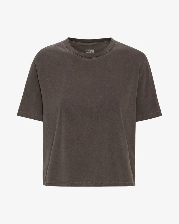 Boxy Crop-T-Shirt aus Bio-Baumwolle – Faded Mud