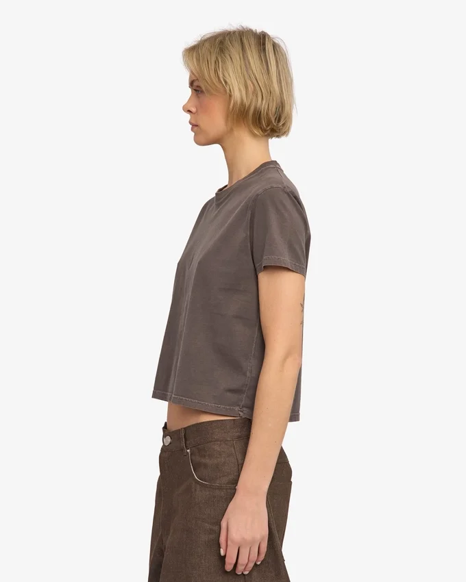 Boxy Crop-T-Shirt aus Bio-Baumwolle – Faded Mud
