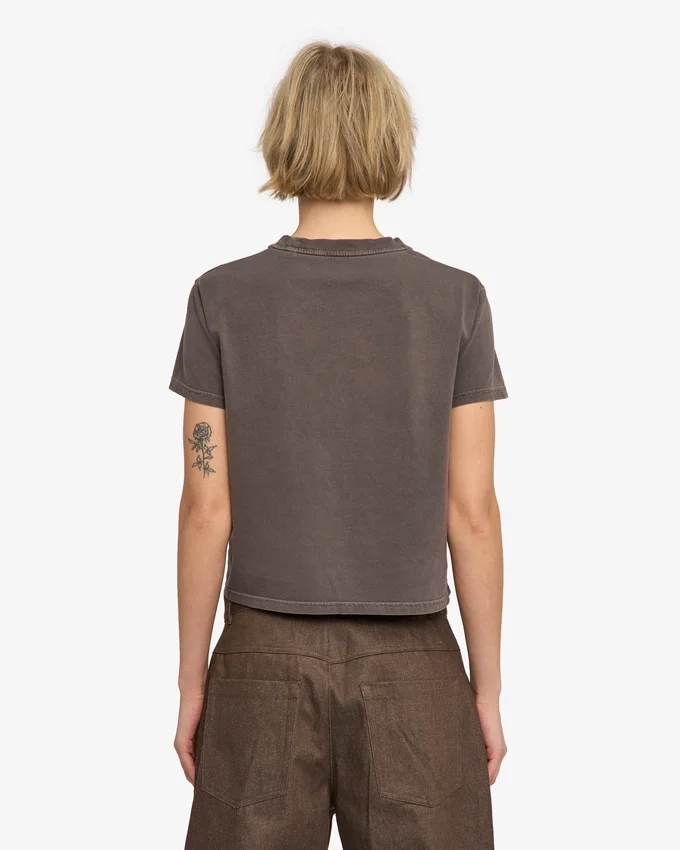 Boxy Crop-T-Shirt aus Bio-Baumwolle – Faded Mud