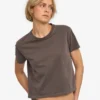 Boxy Crop-T-Shirt aus Bio-Baumwolle – Faded Mud