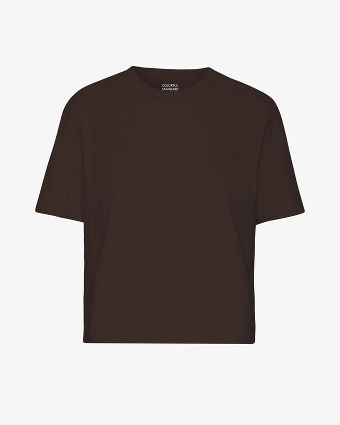 Boxy Crop-T-Shirt aus Bio-Baumwolle – Kaffeebraun