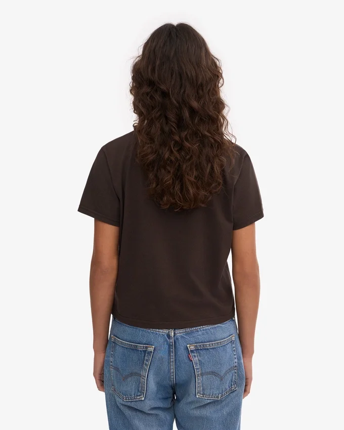 Boxy Crop-T-Shirt aus Bio-Baumwolle – Kaffeebraun