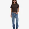 Boxy Crop-T-Shirt aus Bio-Baumwolle – Kaffeebraun