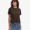 Boxy Crop-T-Shirt aus Bio-Baumwolle – Kaffeebraun