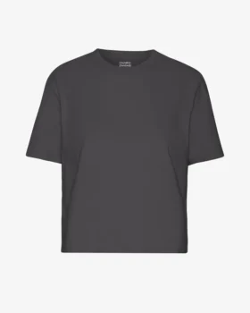 Boxy-Crop-T-Shirt aus Bio-Baumwolle – Lavagrau