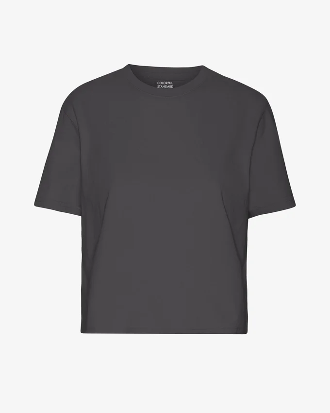 Boxy-Crop-T-Shirt aus Bio-Baumwolle – Lavagrau