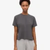 Boxy-Crop-T-Shirt aus Bio-Baumwolle – Lavagrau