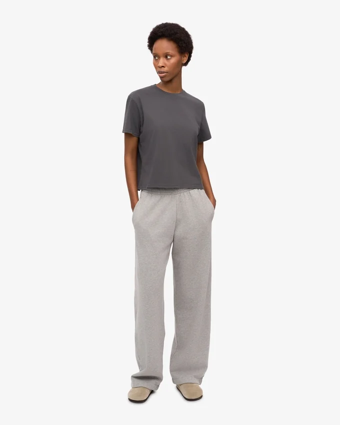 Boxy-Crop-T-Shirt aus Bio-Baumwolle – Lavagrau