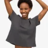 Boxy-Crop-T-Shirt aus Bio-Baumwolle – Lavagrau