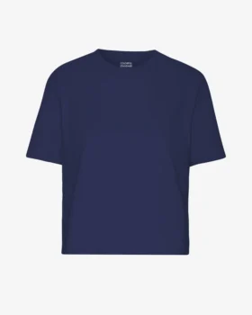 Boxy Crop-T-Shirt aus Bio-Baumwolle – Marineblau