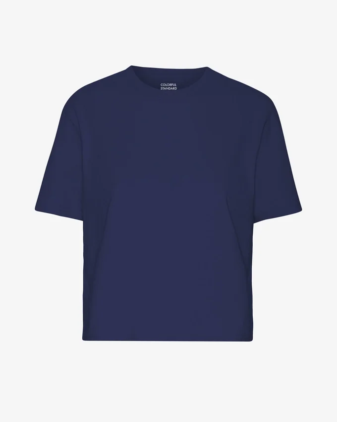 Boxy Crop-T-Shirt aus Bio-Baumwolle – Marineblau