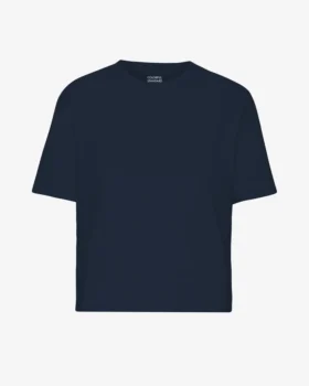 Boxy Crop-T-Shirt aus Bio-Baumwolle – Marineblau