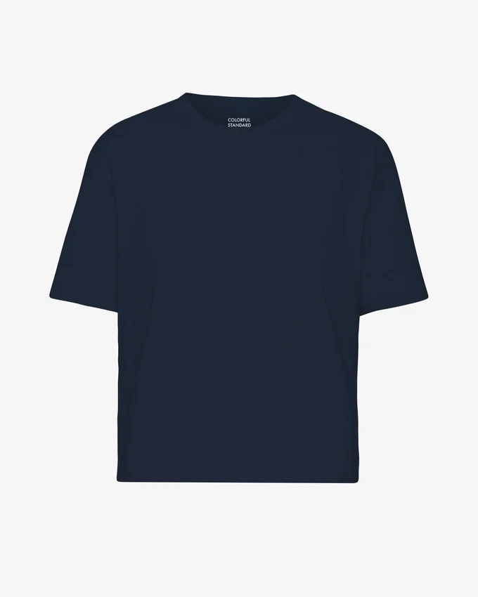 Boxy Crop-T-Shirt aus Bio-Baumwolle – Marineblau