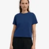 Boxy Crop-T-Shirt aus Bio-Baumwolle – Marineblau