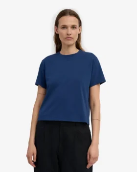 Boxy Crop-T-Shirt aus Bio-Baumwolle – Marineblau