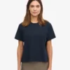 Boxy Crop-T-Shirt aus Bio-Baumwolle – Marineblau
