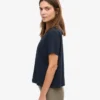 Boxy Crop-T-Shirt aus Bio-Baumwolle – Marineblau