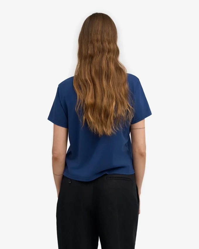 Boxy Crop-T-Shirt aus Bio-Baumwolle – Marineblau