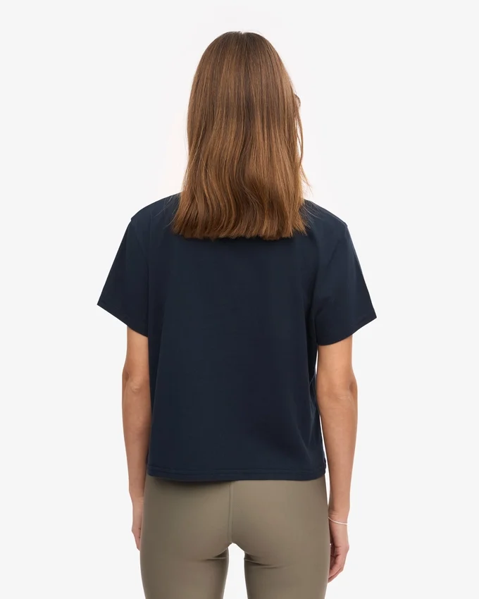 Boxy Crop-T-Shirt aus Bio-Baumwolle – Marineblau