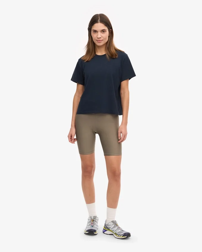 Boxy Crop-T-Shirt aus Bio-Baumwolle – Marineblau