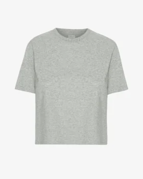 Boxy-Crop-T-Shirt aus Bio-Baumwolle – Meliert-Grau