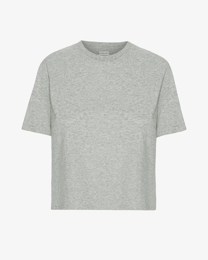 Boxy-Crop-T-Shirt aus Bio-Baumwolle – Meliert-Grau