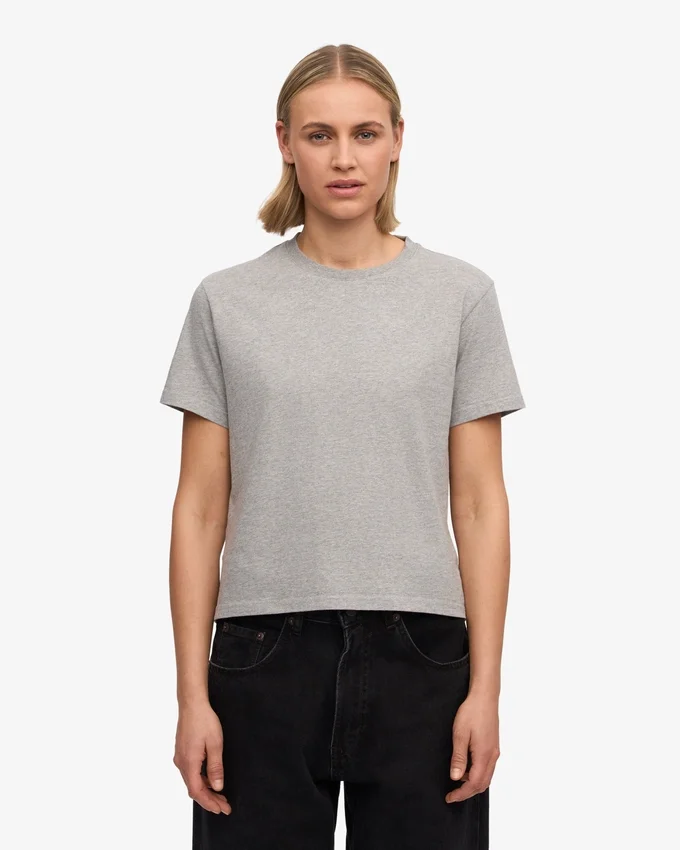 Boxy-Crop-T-Shirt aus Bio-Baumwolle – Meliert-Grau