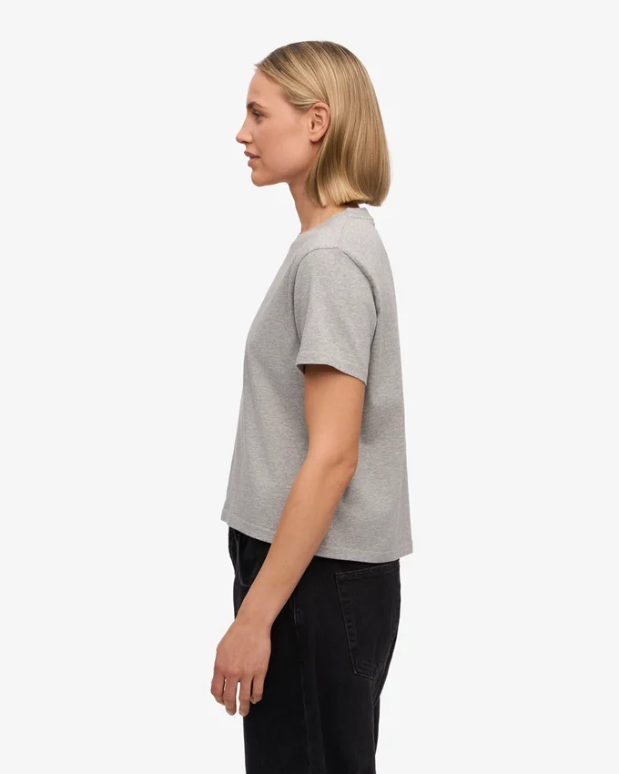 Boxy-Crop-T-Shirt aus Bio-Baumwolle – Meliert-Grau