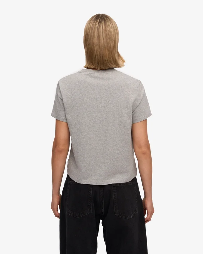 Boxy-Crop-T-Shirt aus Bio-Baumwolle – Meliert-Grau