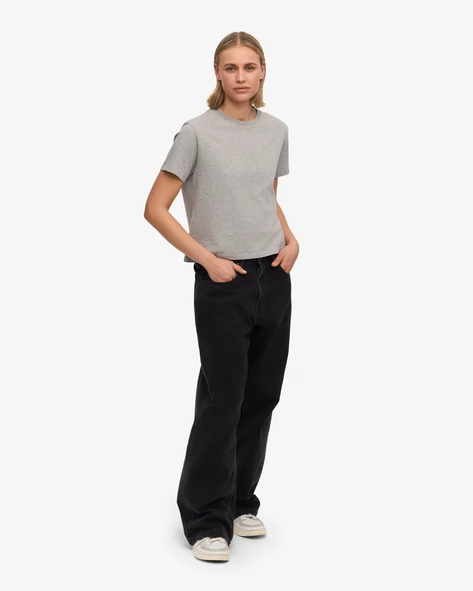 Boxy-Crop-T-Shirt aus Bio-Baumwolle – Meliert-Grau