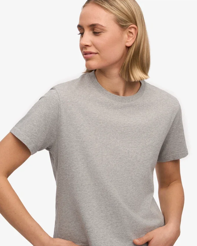 Boxy-Crop-T-Shirt aus Bio-Baumwolle – Meliert-Grau