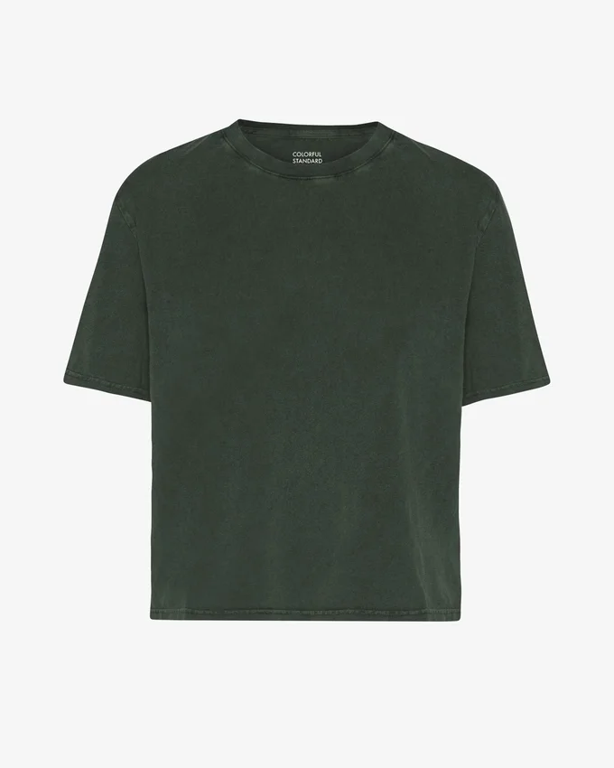 Boxy Crop-T-Shirt aus Bio-Baumwolle – Midnight Forest