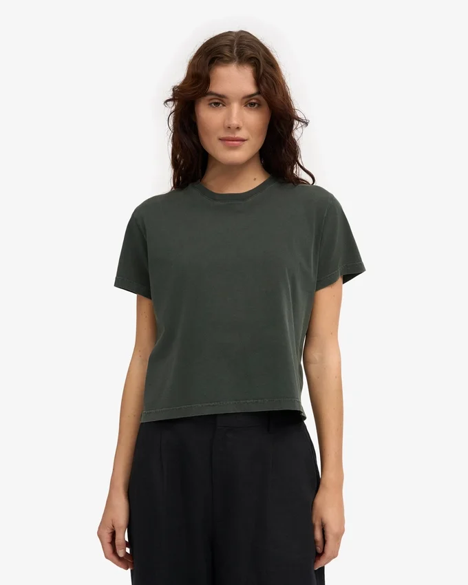 Boxy Crop-T-Shirt aus Bio-Baumwolle – Midnight Forest