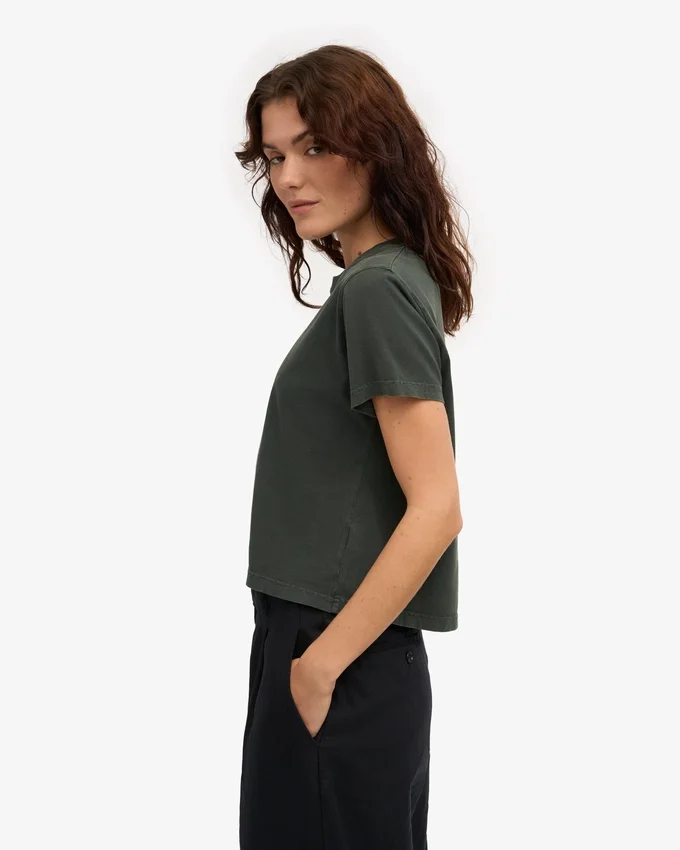 Boxy Crop-T-Shirt aus Bio-Baumwolle – Midnight Forest