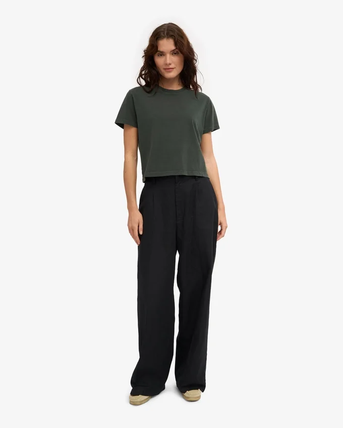 Boxy Crop-T-Shirt aus Bio-Baumwolle – Midnight Forest