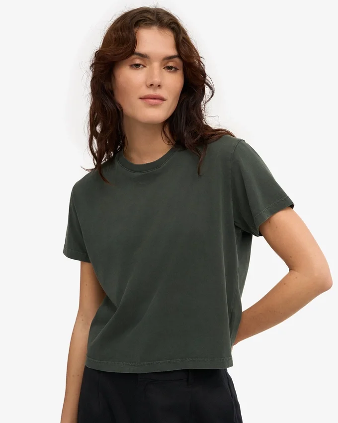 Boxy Crop-T-Shirt aus Bio-Baumwolle – Midnight Forest