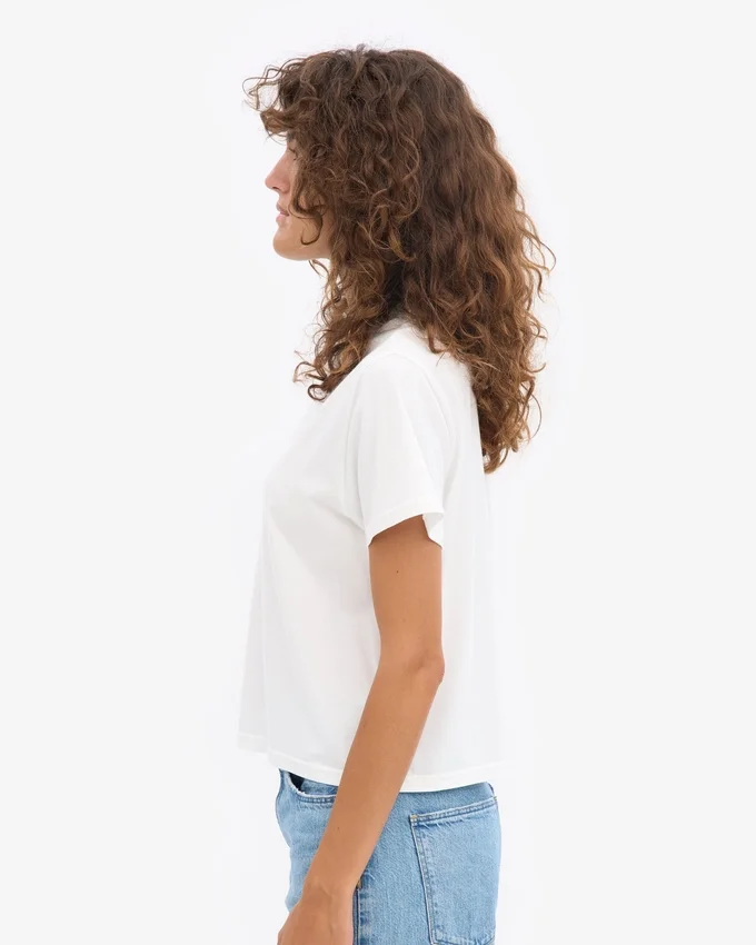 Boxy Crop-T-Shirt aus Bio-Baumwolle – Optisches Weiß
