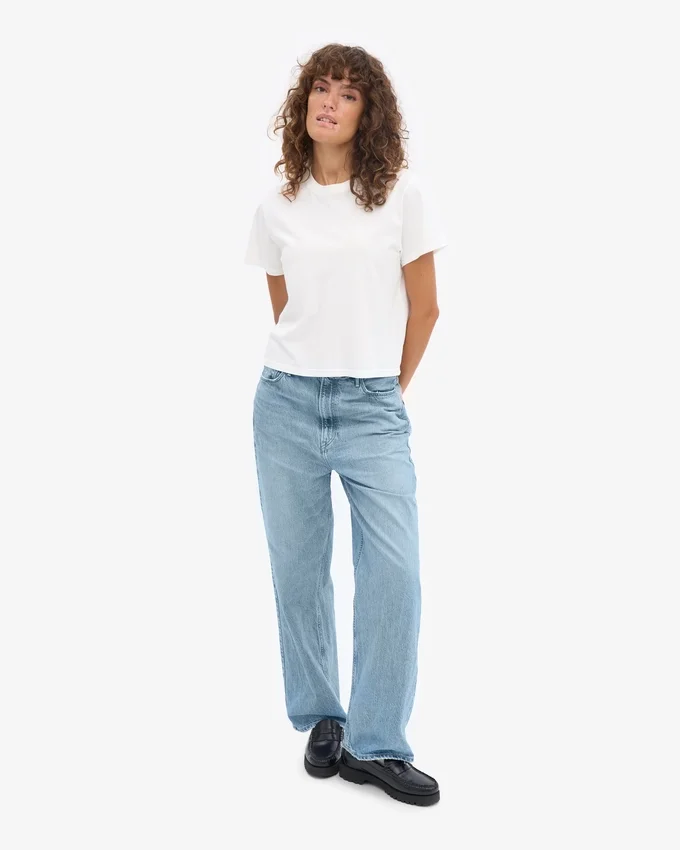 Boxy Crop-T-Shirt aus Bio-Baumwolle – Optisches Weiß