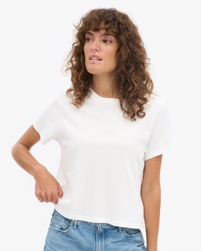 Boxy Crop-T-Shirt aus Bio-Baumwolle – Optisches Weiß