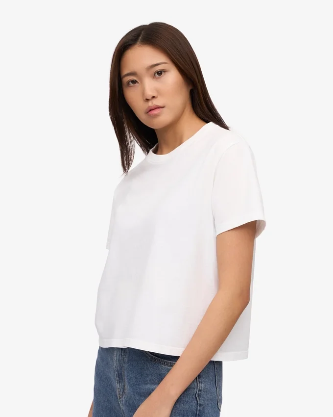Boxy Crop-T-Shirt aus Bio-Baumwolle – Optisches Weiß