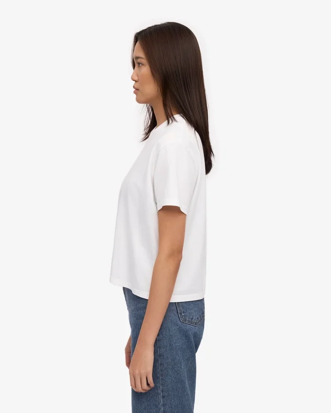Boxy Crop-T-Shirt aus Bio-Baumwolle – Optisches Weiß