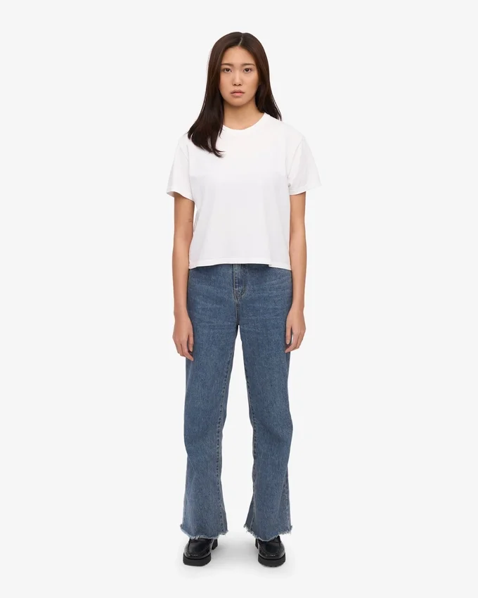 Boxy Crop-T-Shirt aus Bio-Baumwolle – Optisches Weiß