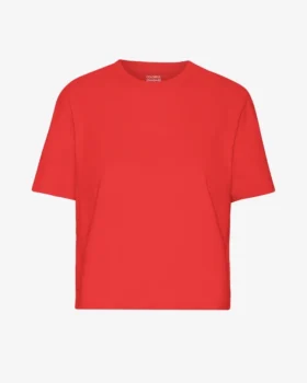 Boxy Crop-T-Shirt aus Bio-Baumwolle – Red Tangerine