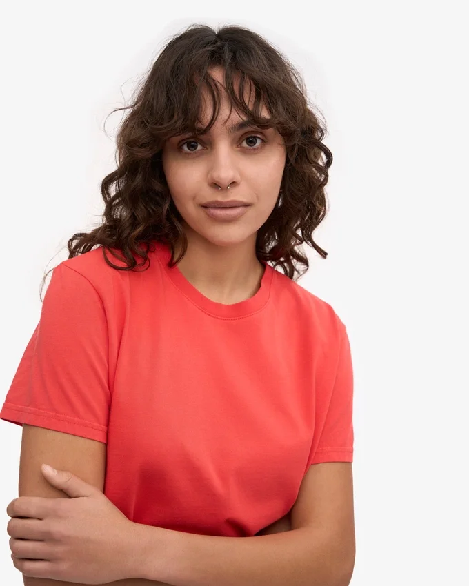 Boxy Crop-T-Shirt aus Bio-Baumwolle – Red Tangerine