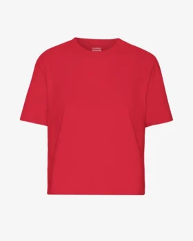 Boxy-Crop-T-Shirt aus Bio-Baumwolle – Scharlachrot