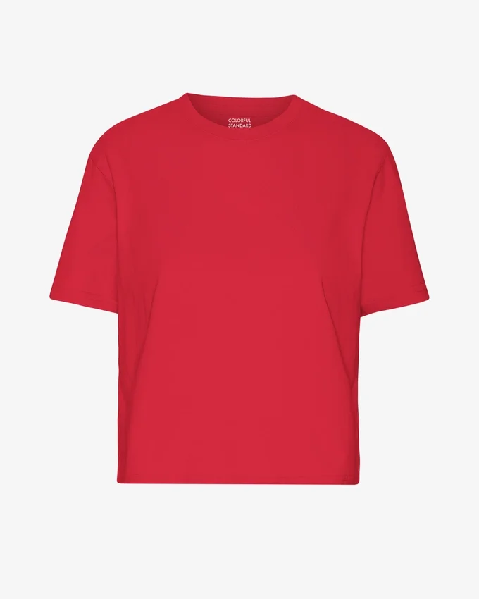 Boxy-Crop-T-Shirt aus Bio-Baumwolle – Scharlachrot